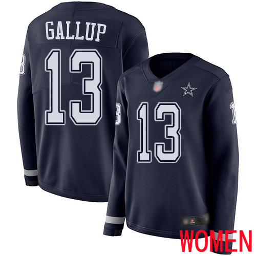 Women Dallas Cowboys Limited Navy Blue Michael Gallup #13 Therma Long Sleeve NFL Jersey